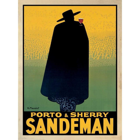 Porto and Sherry Sandeman White Modern Wood Framed Art Print by Massiot, Georges