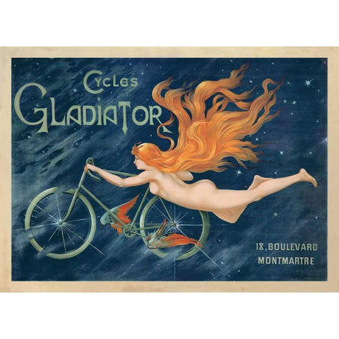 Cycles Gladiator-1895 ca White Modern Wood Framed Art Print by Anonymous