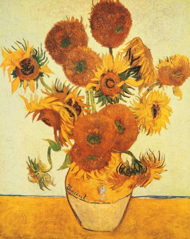 I girasoli White Modern Wood Framed Art Print with Double Matting by Van Gogh, Vincent