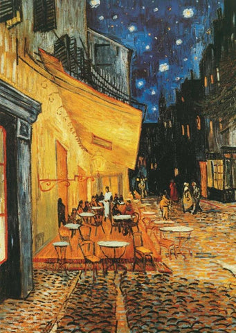 Cafe de nuit Black Ornate Wood Framed Art Print with Double Matting by Van Gogh, Vincent