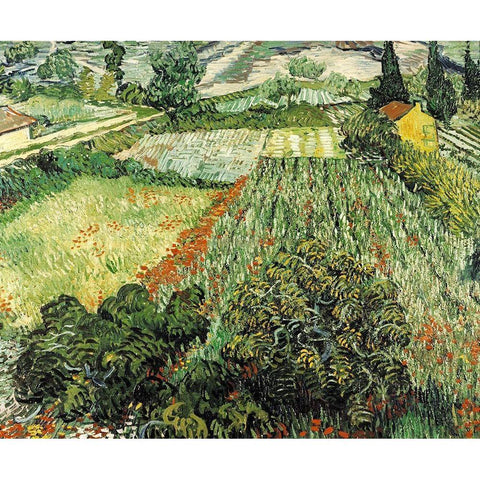 Feld mit Mohnblumen White Modern Wood Framed Art Print by Van Gogh, Vincent