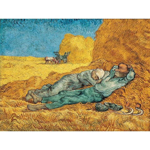 La Meridienne White Modern Wood Framed Art Print by Van Gogh, Vincent