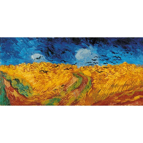 Wheat Field with Crows White Modern Wood Framed Art Print by Van Gogh, Vincent