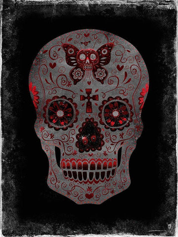 Day of the Dead in Red White Modern Wood Framed Art Print with Double Matting by Wagner, Martin