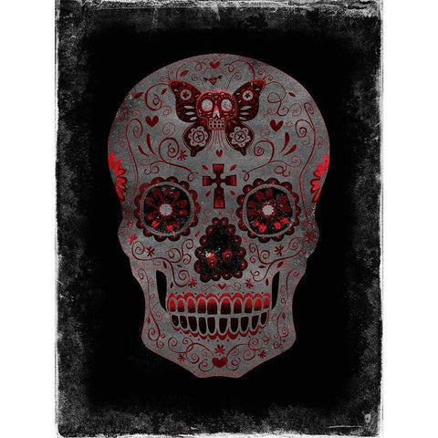 Day of the Dead in Red White Modern Wood Framed Art Print by Wagner, Martin