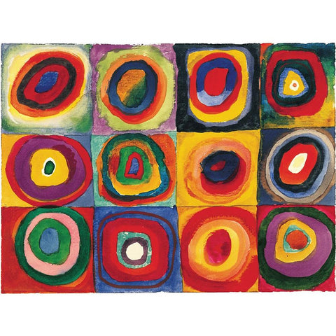 Squares with Concentric Circ Black Modern Wood Framed Art Print with Double Matting by Kandinsky, Wassily