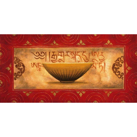 Tibetan Panel Gold Ornate Wood Framed Art Print with Double Matting by Wong-Li