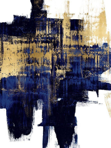 Dynamic Gold on Blue I Black Ornate Wood Framed Art Print with Double Matting by Wise, Alex