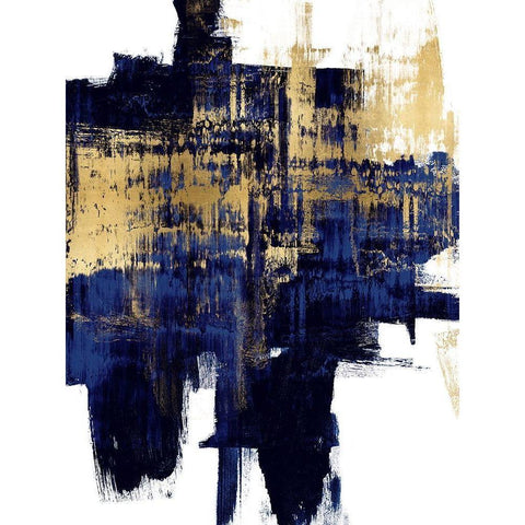 Dynamic Gold on Blue I Black Modern Wood Framed Art Print by Wise, Alex