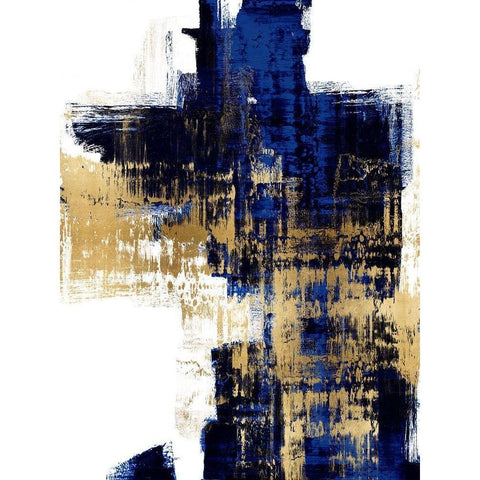 Dynamic Gold on Blue II Black Modern Wood Framed Art Print by Wise, Alex
