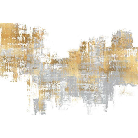 Dynamic Gold on Grey I White Modern Wood Framed Art Print by Wise, Alex