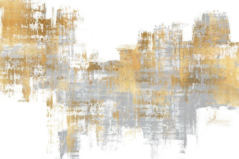 Dynamic Gold on Grey I Black Ornate Wood Framed Art Print with Double Matting by Wise, Alex