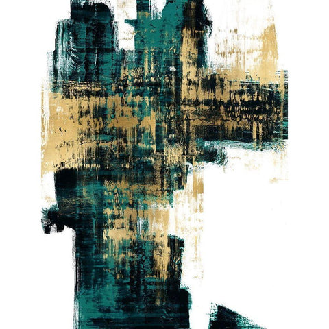 Infatuation Gold on Teal I White Modern Wood Framed Art Print by Wise, Alex