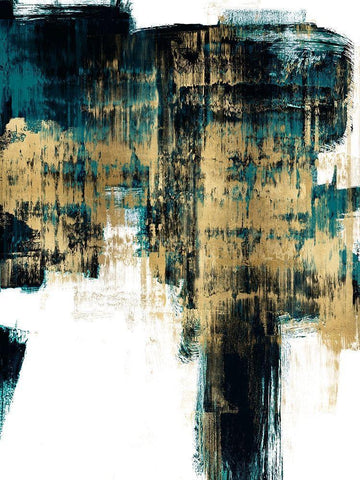 Infatuation Gold on Teal II Black Ornate Wood Framed Art Print with Double Matting by Wise, Alex