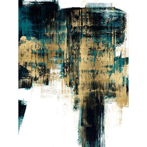 Infatuation Gold on Teal II Black Modern Wood Framed Art Print by Wise, Alex