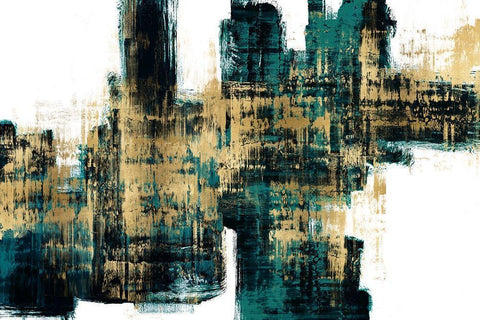 Vibrant Gold on Teal Black Ornate Wood Framed Art Print with Double Matting by Wise, Alex