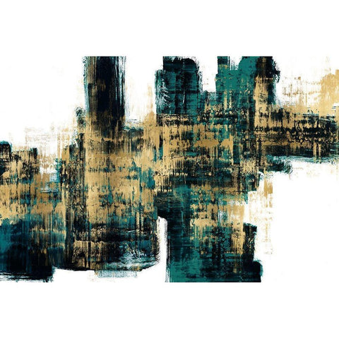 Vibrant Gold on Teal Black Modern Wood Framed Art Print with Double Matting by Wise, Alex