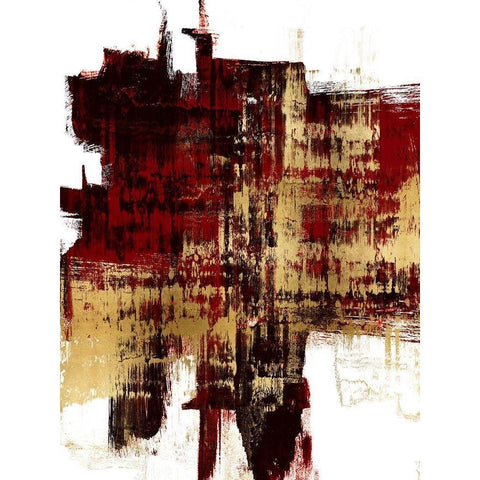 Kinetic Gold on Red II White Modern Wood Framed Art Print by Wise, Alex