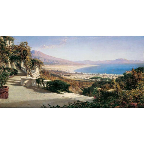 A View of the Bay of Naples White Modern Wood Framed Art Print by Wyld, William