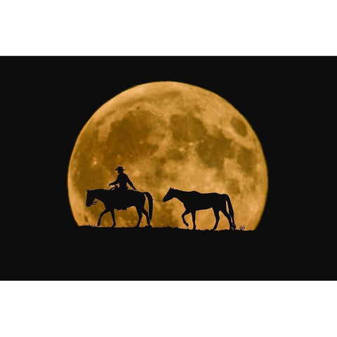 Full Moon Ride Black Modern Wood Framed Art Print with Double Matting by Dawson, Robert