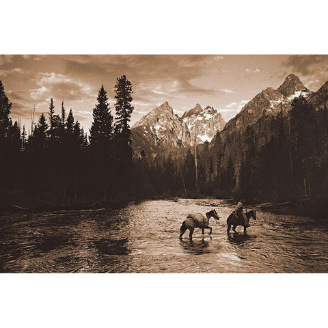 River Crossing I Black Modern Wood Framed Art Print with Double Matting by Dawson, Robert