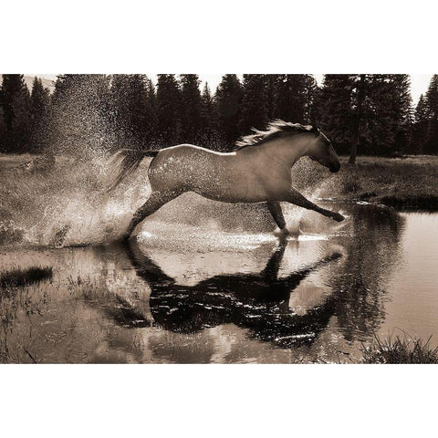 Running Water III Gold Ornate Wood Framed Art Print with Double Matting by Dawson, Robert