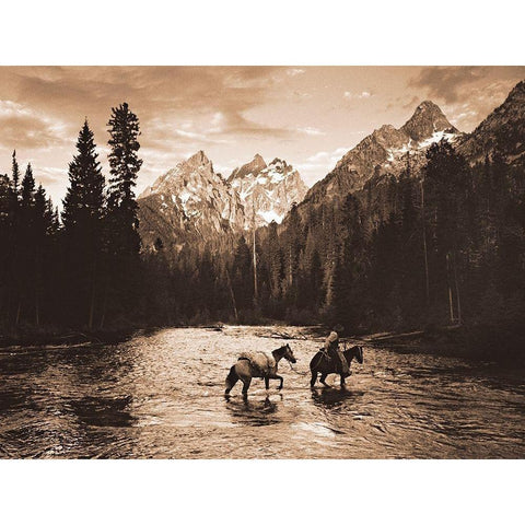 Teton Crossing Black Modern Wood Framed Art Print with Double Matting by Dawson, Robert