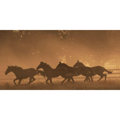 The Sprint for Home Gold Ornate Wood Framed Art Print with Double Matting by Dawson, Robert