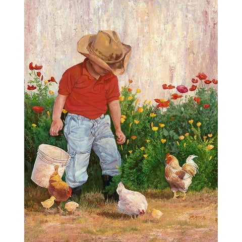 Country Boy Black Modern Wood Framed Art Print with Double Matting by Dudley, June