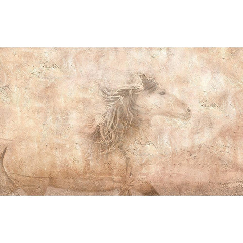 The Fresco Horse Black Modern Wood Framed Art Print with Double Matting by Dawson, Robert