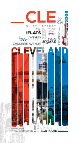 Cleveland Sign Black Ornate Wood Framed Art Print with Double Matting by Somerset