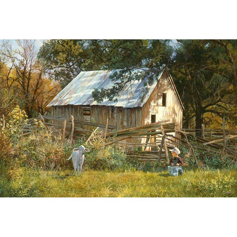 Morning Chat Gold Ornate Wood Framed Art Print with Double Matting by Dudley, June