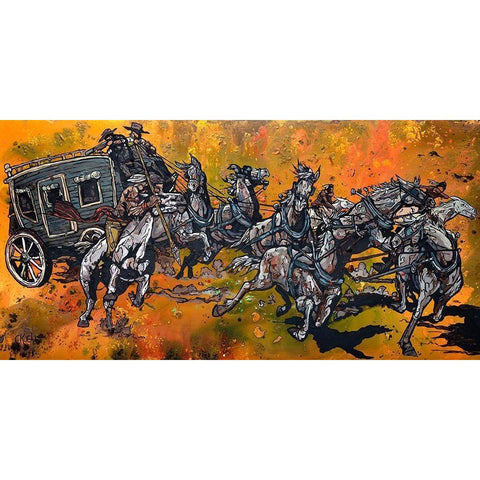 Stage Run Gold Ornate Wood Framed Art Print with Double Matting by Kuehl, Cody