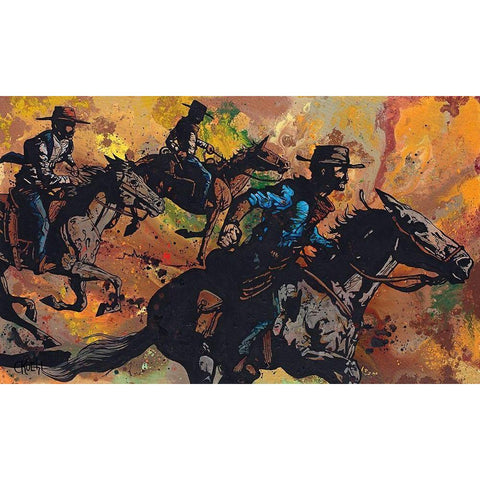 Outriders Black Modern Wood Framed Art Print with Double Matting by Kuehl, Cody