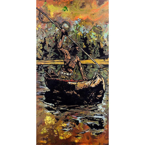 Canoe Gold Ornate Wood Framed Art Print with Double Matting by Kuehl, Cody