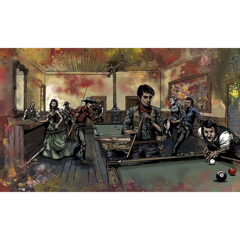 Pool Hall Black Modern Wood Framed Art Print with Double Matting by Kuehl, Cody