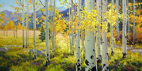 Afternoon Aspen Black Ornate Wood Framed Art Print with Double Matting by Kim, Gary