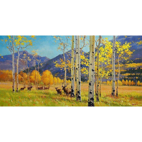 Elks Heaven Black Modern Wood Framed Art Print by Kim, Gary