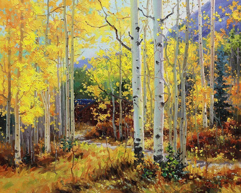 Aspen Cabin Black Ornate Wood Framed Art Print with Double Matting by Kim, Gary