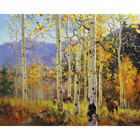 Elks in Heaven Black Modern Wood Framed Art Print by Kim, Gary