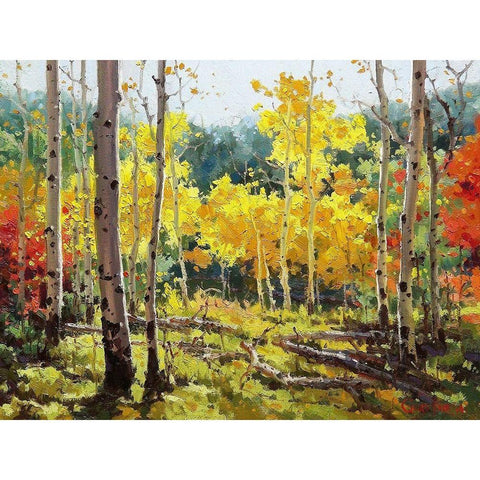 Backlit Aspen Grove Gold Ornate Wood Framed Art Print with Double Matting by Kim, Gary