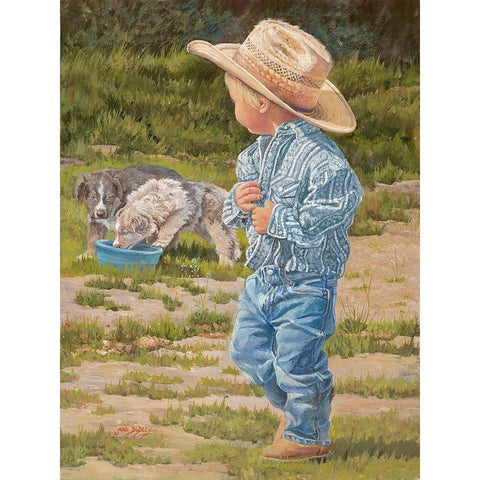 Little Boy Blue White Modern Wood Framed Art Print by Dudley, June