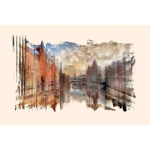 Amsterdam Reflections I  Gold Ornate Wood Framed Art Print with Double Matting by Bolokofsky, Ronald