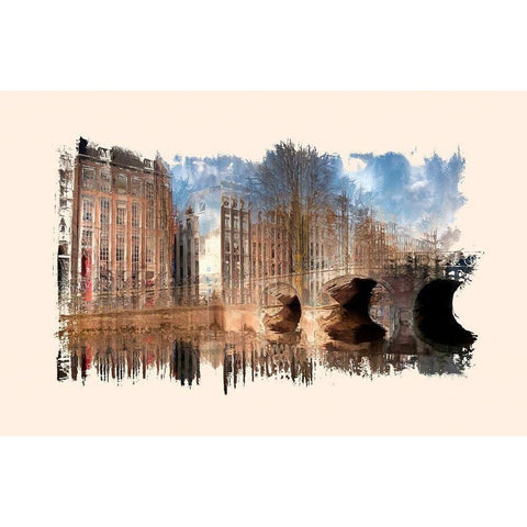 Amsterdam Reflections II Gold Ornate Wood Framed Art Print with Double Matting by Bolokofsky, Ronald