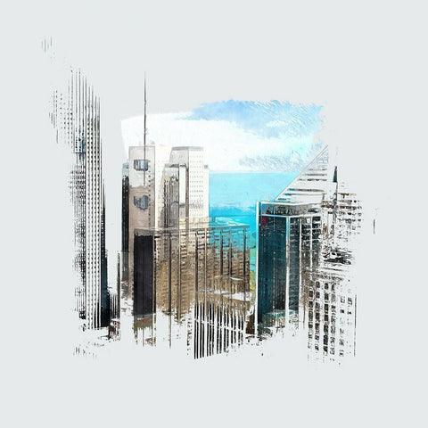 Chicago Skyline II Black Modern Wood Framed Art Print with Double Matting by Bolokofsky, Ronald