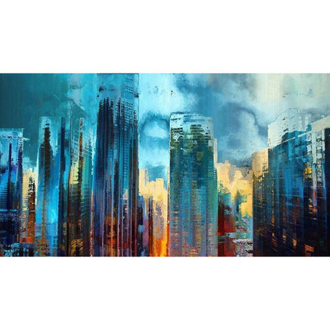 City Heights I Black Modern Wood Framed Art Print with Double Matting by Bolokofsky, Ronald