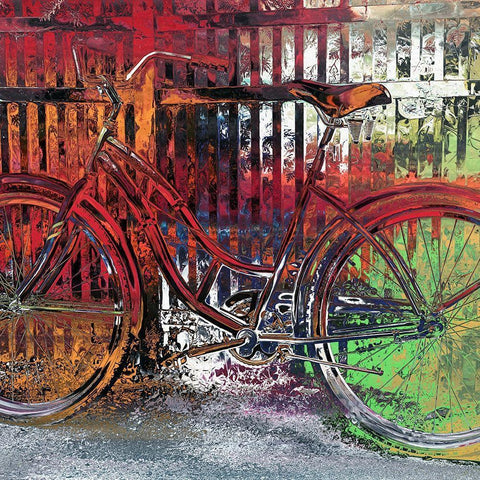 Red Bike White Modern Wood Framed Art Print by Bolokofsky, Ronald