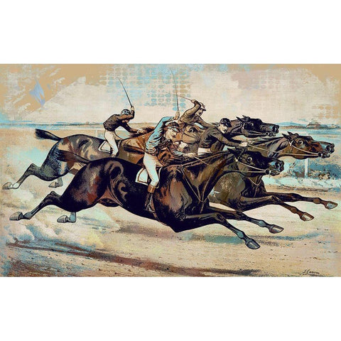 Down the Stretch White Modern Wood Framed Art Print by Bolokofsky, Ronald