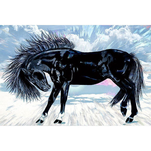 Friesian Horse  Gold Ornate Wood Framed Art Print with Double Matting by Bolokofsky, Ronald