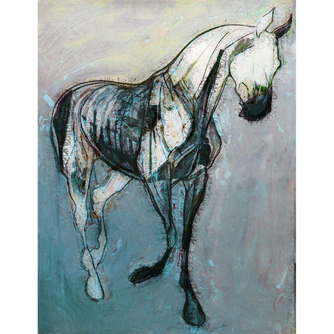 Horse Dance II White Modern Wood Framed Art Print by Bolokofsky, Ronald